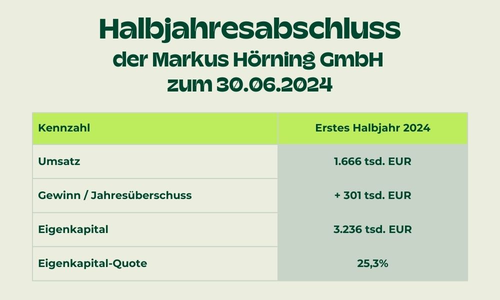 Der Halbjahresabschluss der Markus Hörning GmbH